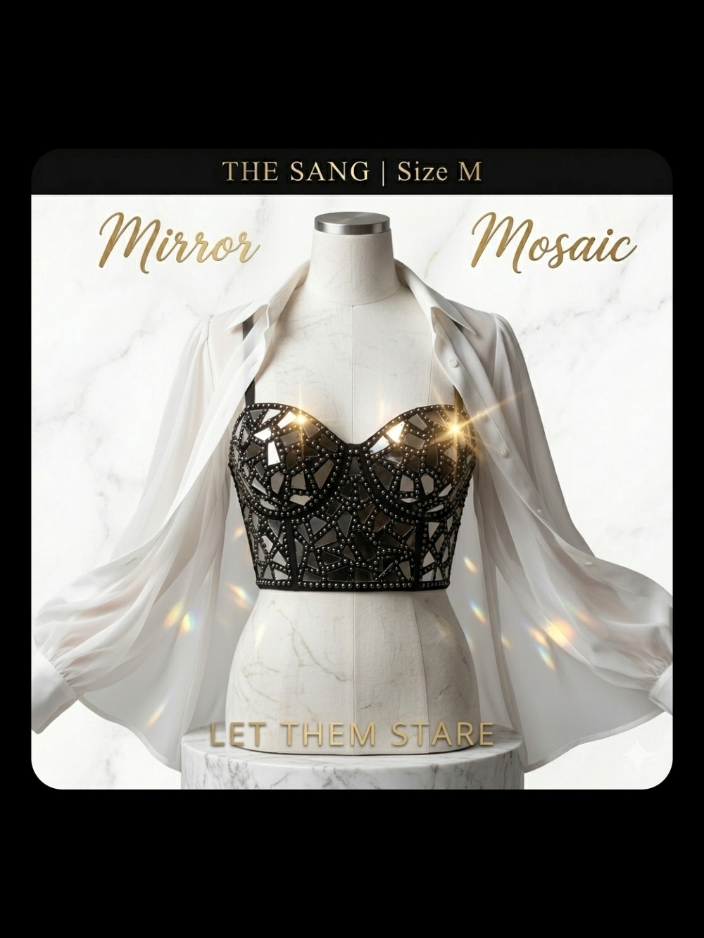THE SANG Mirror Mosaic Corset Bustier Top - NEW - Size M